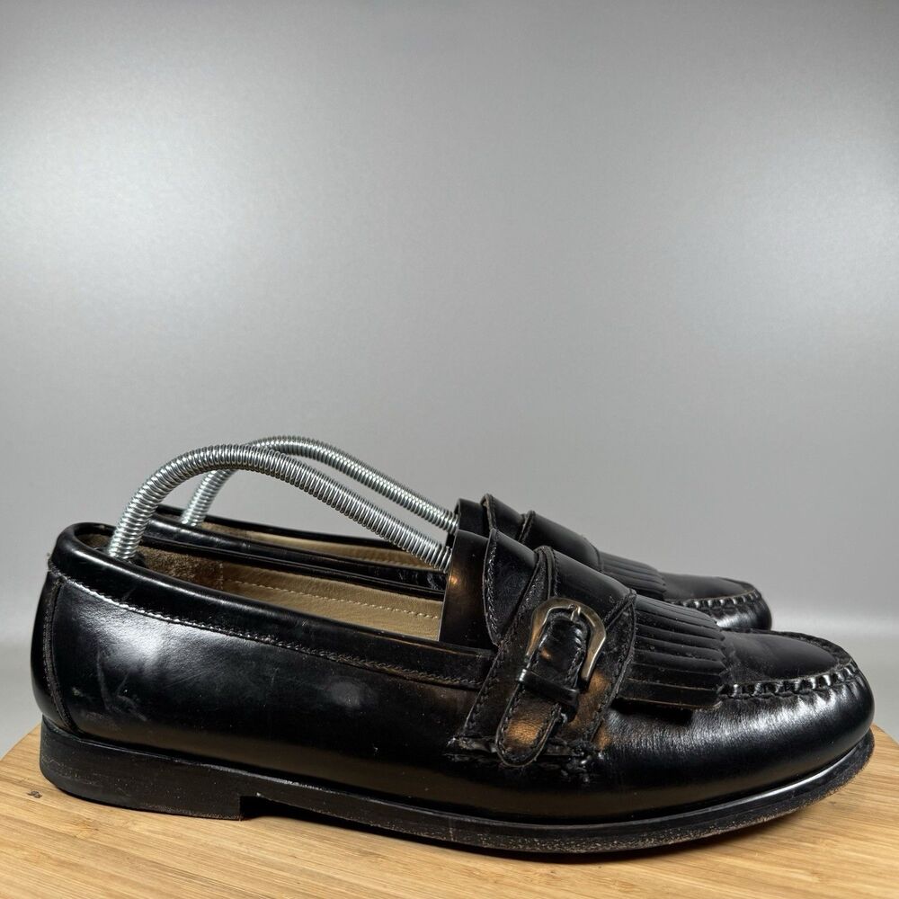 S COLE HAAN Mens Casual Dress Shoes Black Leather Slip On Buckle Loafers Size 10